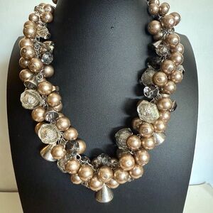 White House Black Market Cream and Silver Statement Necklace